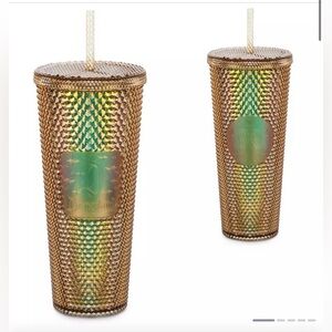 Disneyland‎ Geometric Starbucks Gold Tumbler with Straw
